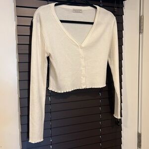 Cream cropped button down sweater (Women’s Medium)
